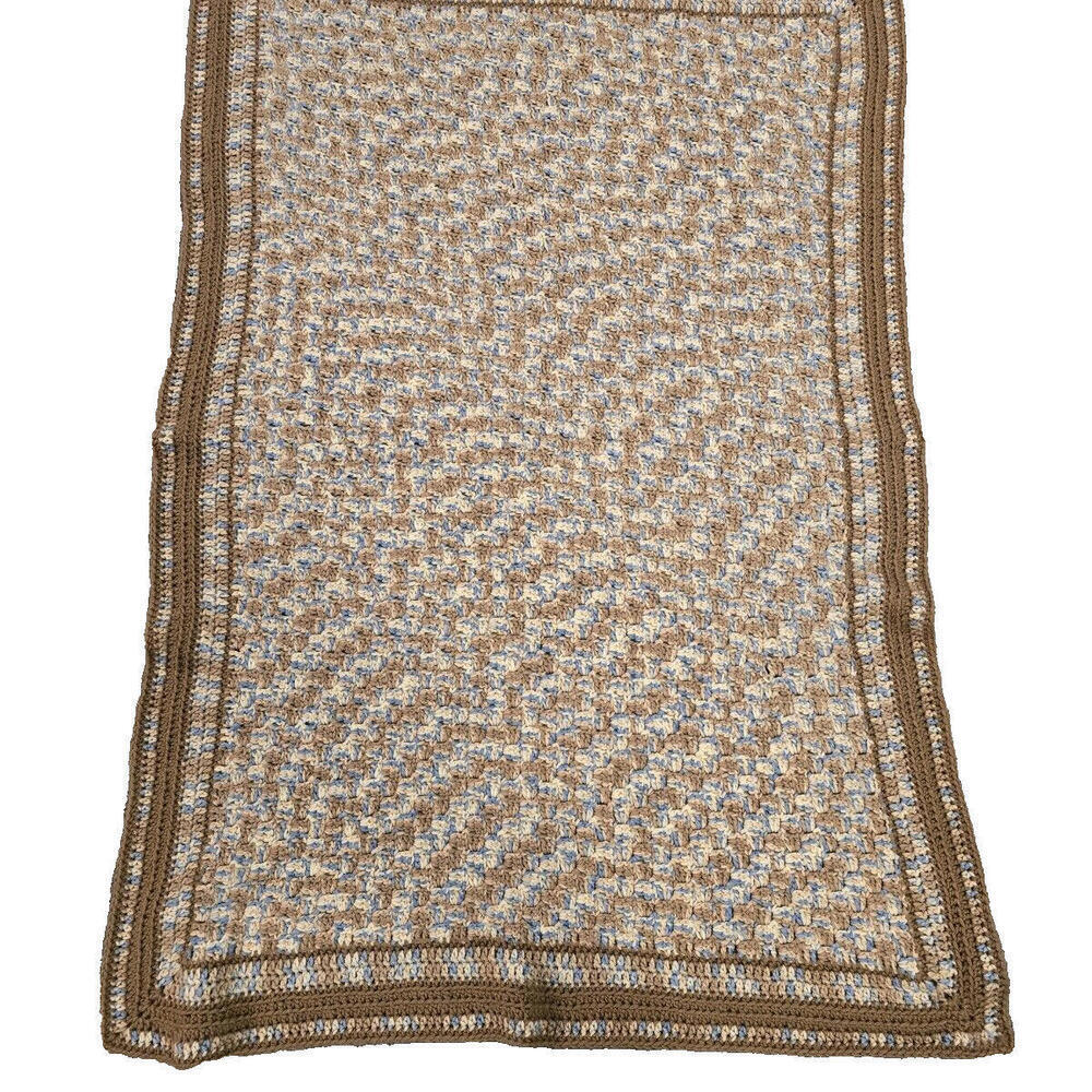 Handmade Afghan Grandma Core Quilted Knitted Crochet throw Blanket, 34"‎ X 49"